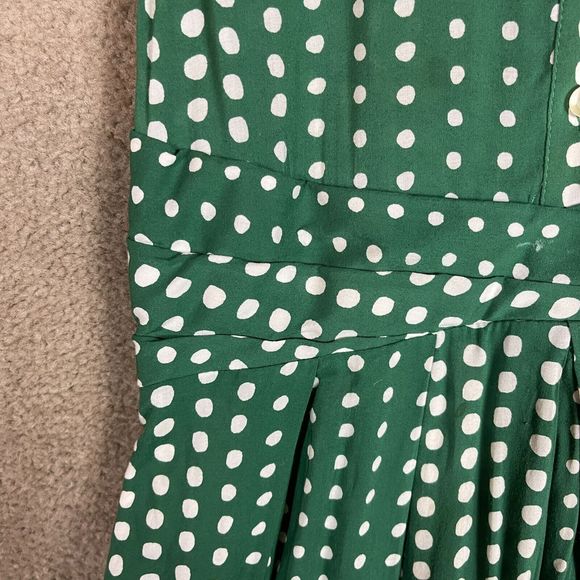 Anthropologie 11.1 Tylho Brynn Shirt Dress Womens Medium Green Polka Dot Aline - Picture 5 of 11